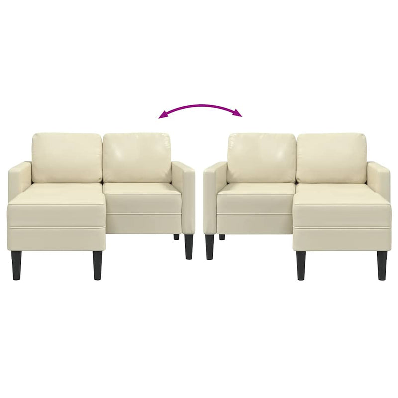 vidaXL krémszínű műbőr 2 üléses kanapé L-alakú kanapéval 125 cm
