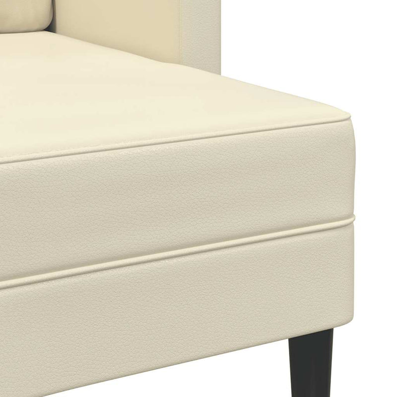 vidaXL krémszínű műbőr 2 üléses kanapé L-alakú kanapéval 125 cm