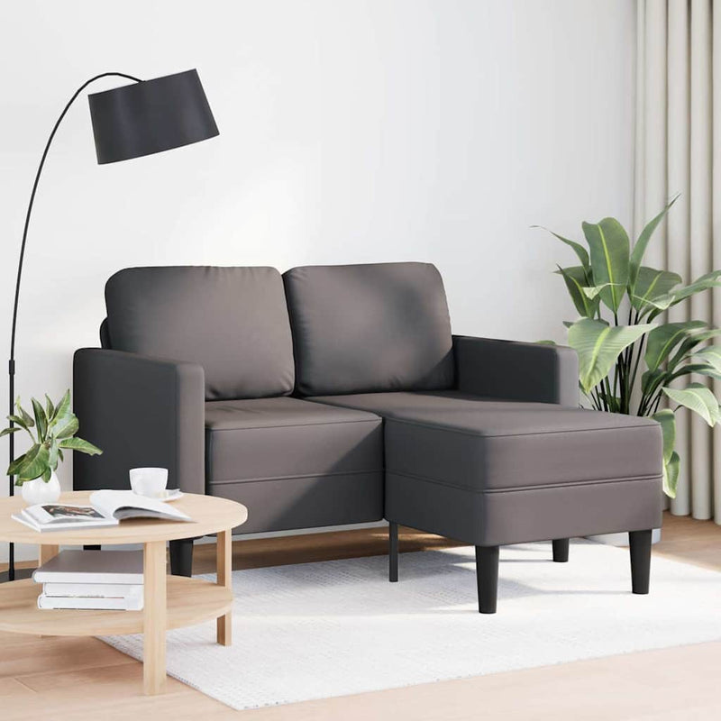 vidaXL szürke műbőr 2 üléses kanapé L-alakú kanapéval 125 cm