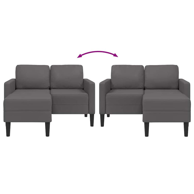 vidaXL szürke műbőr 2 üléses kanapé L-alakú kanapéval 125 cm