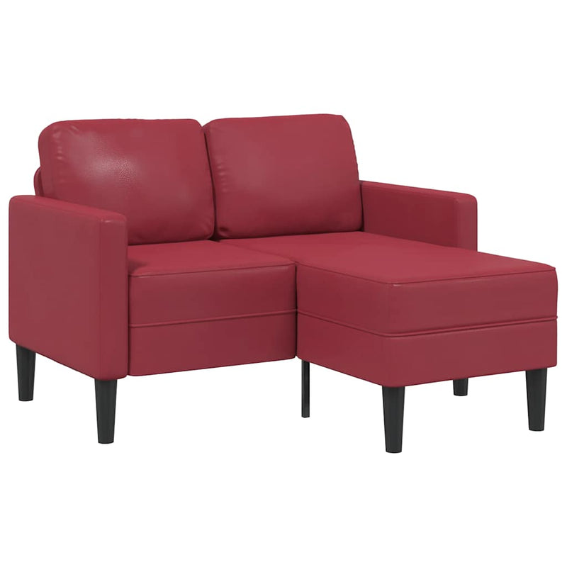 vidaXL borvörös műbőr 2 üléses kanapé L-alakú kanapéval 125 cm