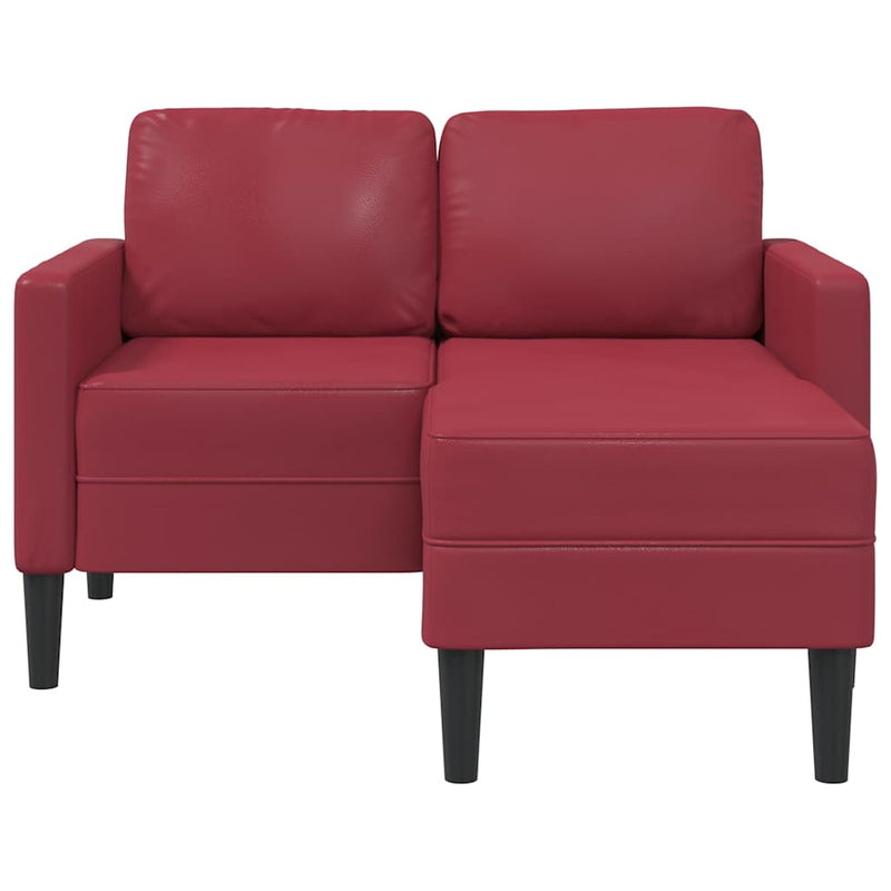 vidaXL borvörös műbőr 2 üléses kanapé L-alakú kanapéval 125 cm