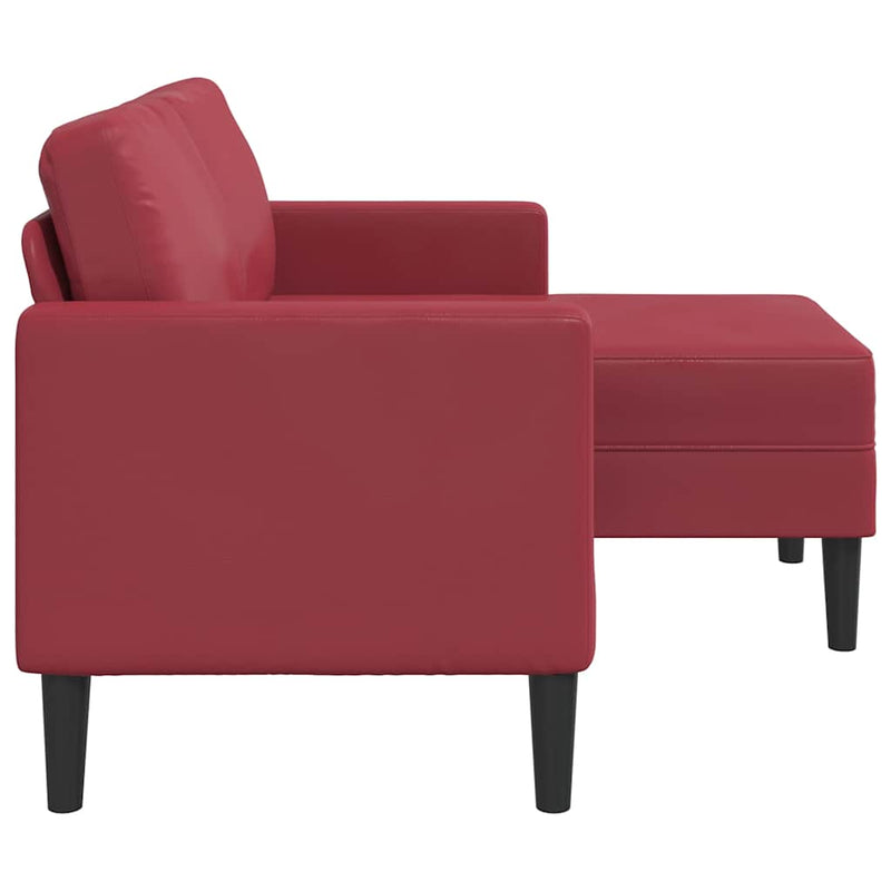 vidaXL borvörös műbőr 2 üléses kanapé L-alakú kanapéval 125 cm