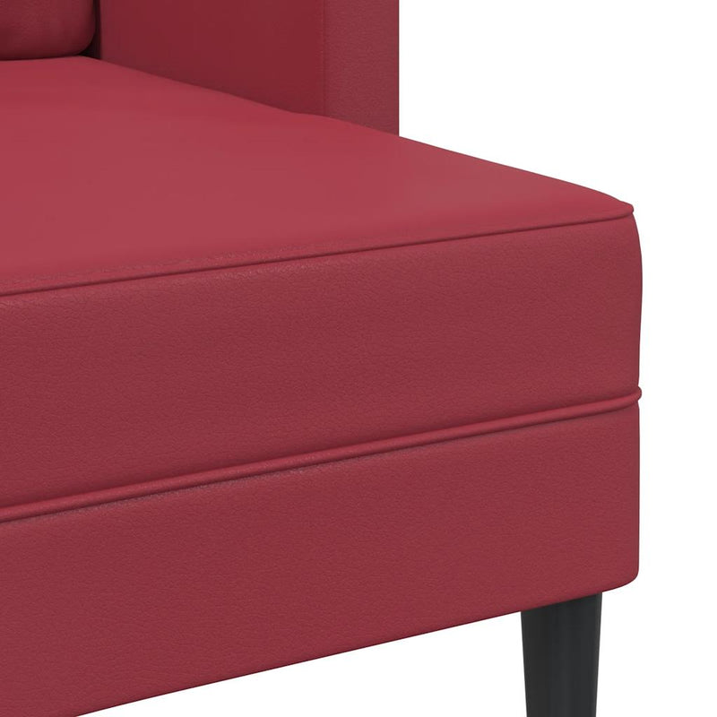 vidaXL borvörös műbőr 2 üléses kanapé L-alakú kanapéval 125 cm