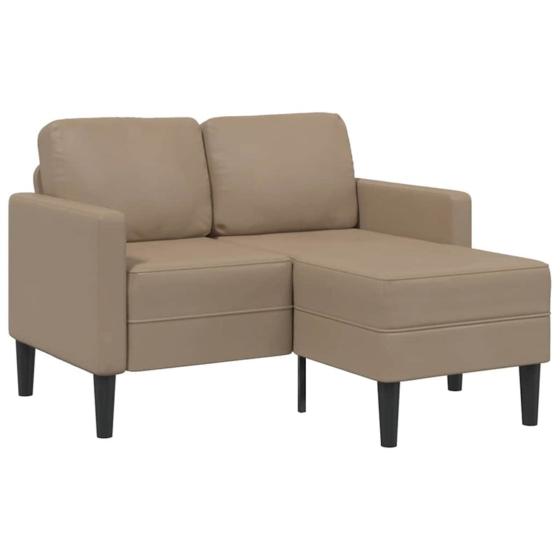 vidaXL cappuccino műbőr 2 üléses kanapé L-alakú kanapéval 125 cm