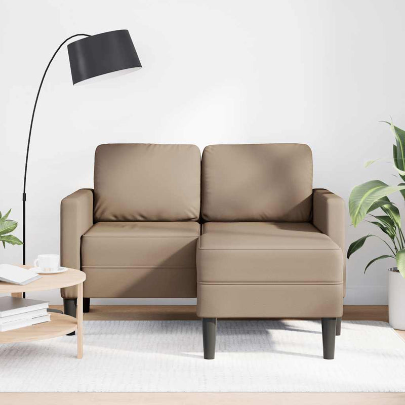 vidaXL cappuccino műbőr 2 üléses kanapé L-alakú kanapéval 125 cm
