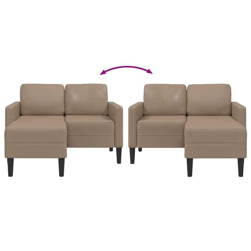 vidaXL cappuccino műbőr 2 üléses kanapé L-alakú kanapéval 125 cm