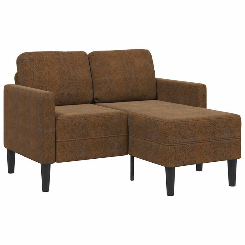 vidaXL barna műbőr 2 üléses kanapé L-alakú kanapéval 125 cm