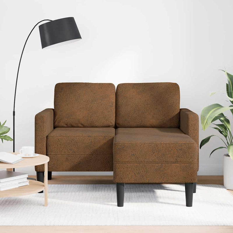 vidaXL barna műbőr 2 üléses kanapé L-alakú kanapéval 125 cm