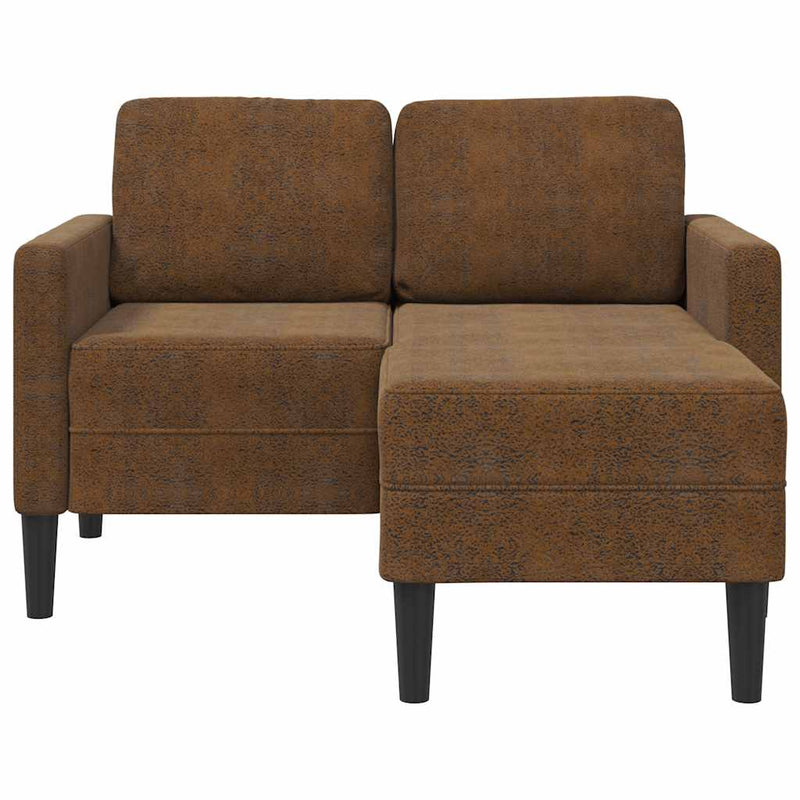 vidaXL barna műbőr 2 üléses kanapé L-alakú kanapéval 125 cm
