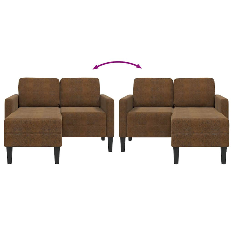 vidaXL barna műbőr 2 üléses kanapé L-alakú kanapéval 125 cm