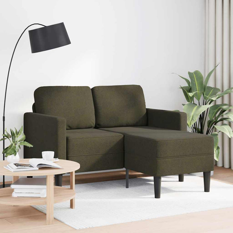 vidaXL katona-zöld műbőr 2 üléses kanapé L-alakú kanapéval 125 cm