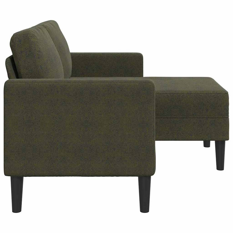 vidaXL katona-zöld műbőr 2 üléses kanapé L-alakú kanapéval 125 cm