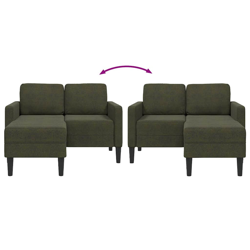 vidaXL katona-zöld műbőr 2 üléses kanapé L-alakú kanapéval 125 cm