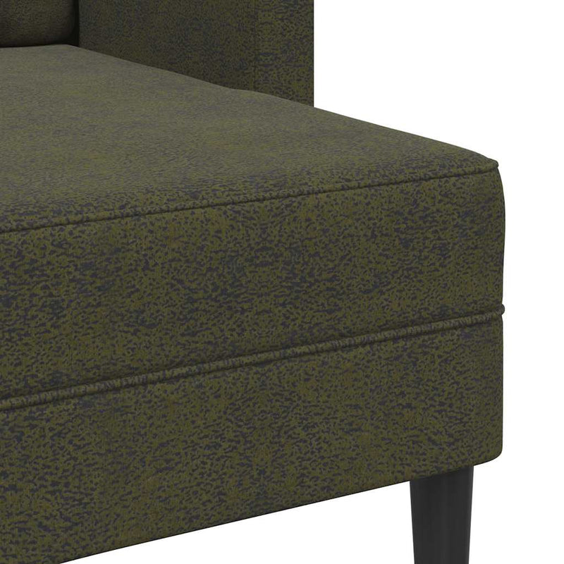 vidaXL katona-zöld műbőr 2 üléses kanapé L-alakú kanapéval 125 cm