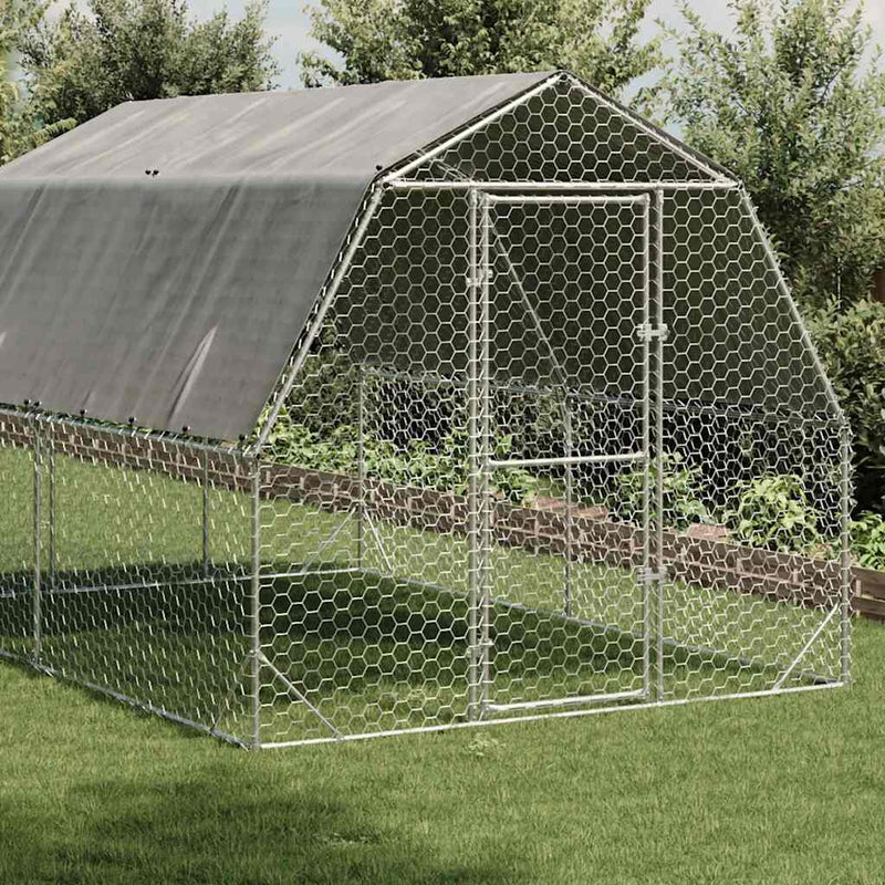 vidaXL Csirkekifutó tetővel 2,5x4x2,25 m horganyzott acél