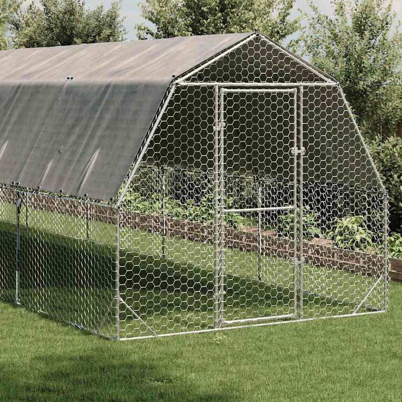 vidaXL Csirkekifutó tetővel 2,5x8x2,25 m horganyzott acél
