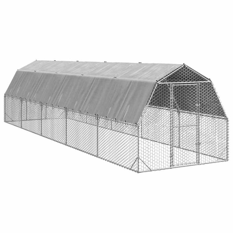 vidaXL Csirkekifutó tetővel 2,5x10x2,25 m horganyzott acél