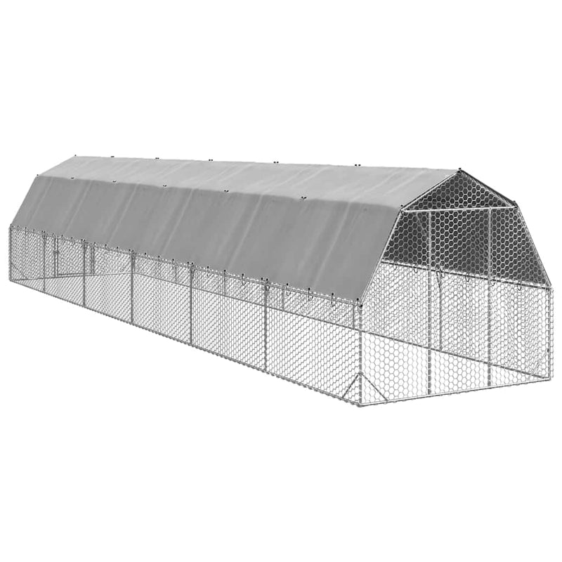 vidaXL Csirkekifutó tetővel 2,5x12x2,25 m horganyzott acél