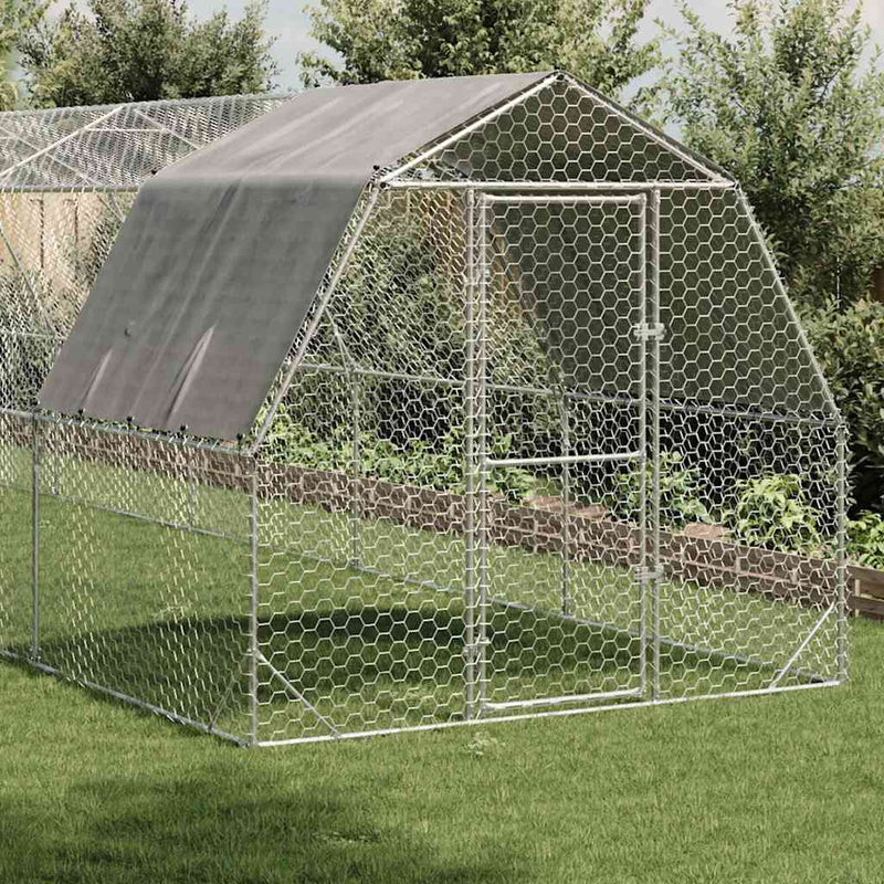 vidaXL Csirkekifutó tetővel 2,5x10x2,25 m horganyzott acél