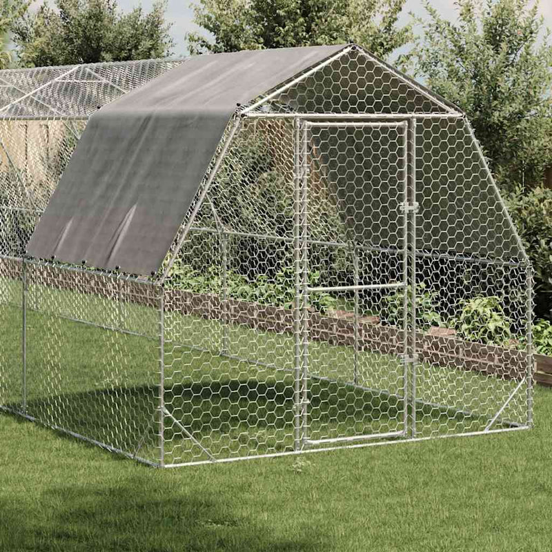 vidaXL Csirkekifutó tetővel 2,5x12x2,25 m horganyzott acél