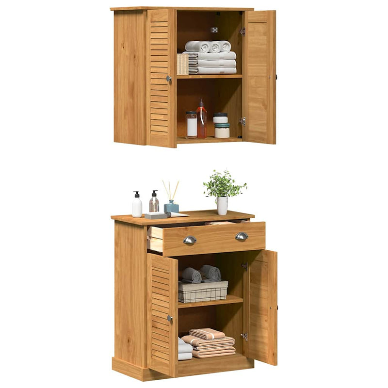 vidaXL Fürdőszoba bútor szett VIGO 2 pcs Barna 67.5 x 34 x 80 cm