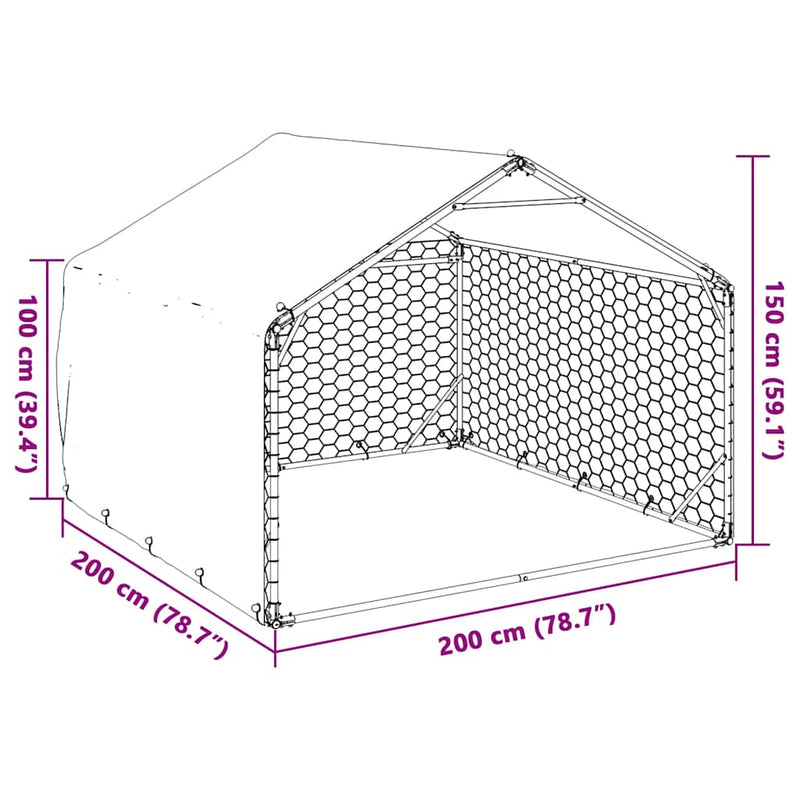 vidaXL Kültéri kutyafuttató fedezékkel 2x2x1,5 m horganyzott acélból