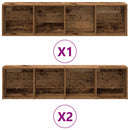 vidaXL 3 db antik fa színű szerelt fa könyvszekrények