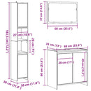 vidaXL 3 részes kézműves tölgy színű szerelt fa fürdőszobai bútorszett