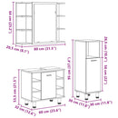 vidaXL 3 részes kézműves tölgy színű szerelt fa fürdőszobai bútorszett
