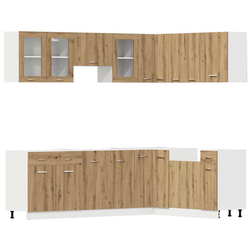 vidaXL Lyon 11 darabos konyhaszekrény készlet Kézműves tölgy műszaki fa