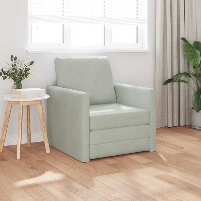 vidaXL Földi Kanapéágy párnával Világosszürke 74 x 77 x 81 cm Bársony