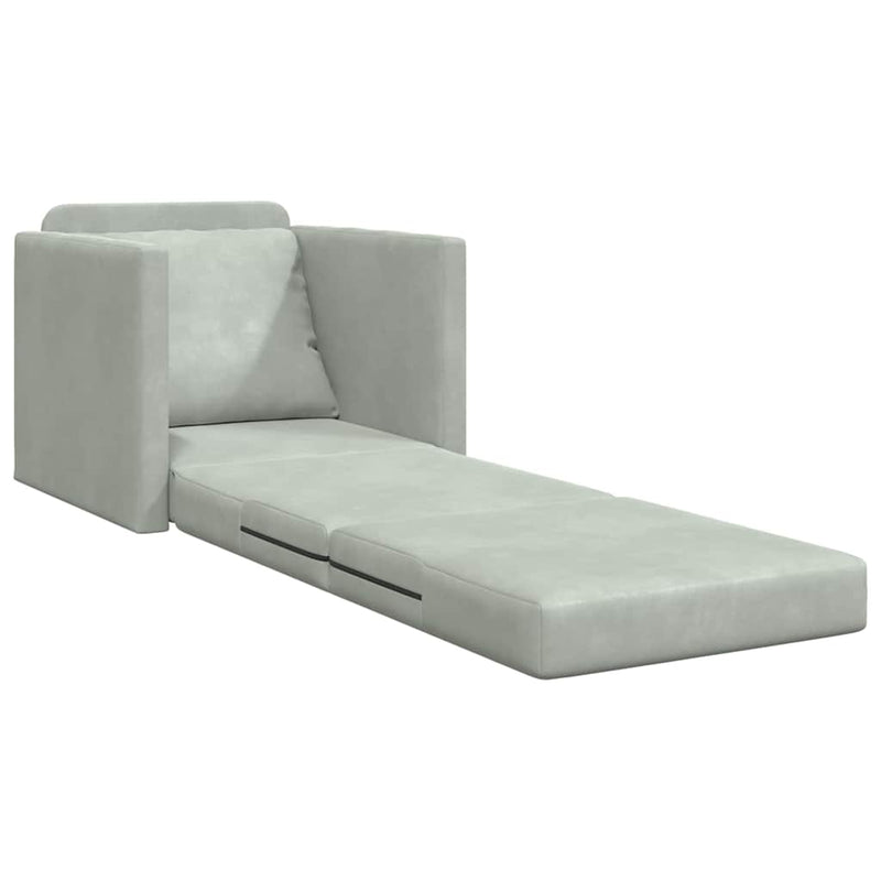 vidaXL Földi Kanapéágy párnával Világosszürke 74 x 77 x 81 cm Bársony