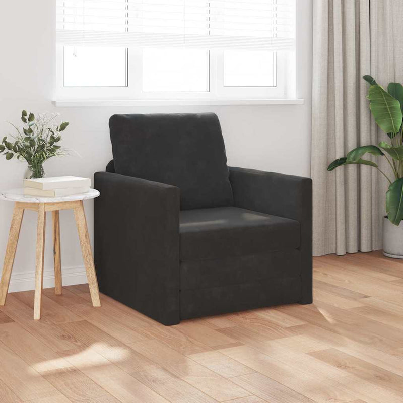 vidaXL Földi Kanapéágy párnával Fekete 74 x 77 x 81 cm Bársony