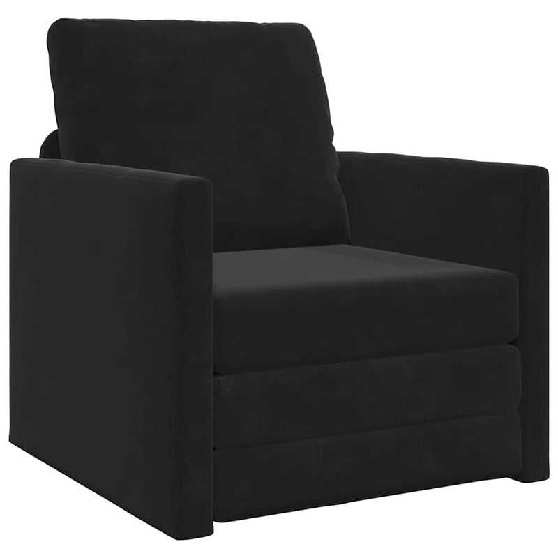vidaXL Földi Kanapéágy párnával Fekete 74 x 77 x 81 cm Bársony