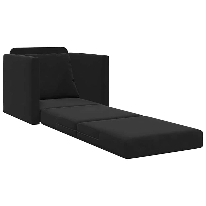 vidaXL Földi Kanapéágy párnával Fekete 74 x 77 x 81 cm Bársony