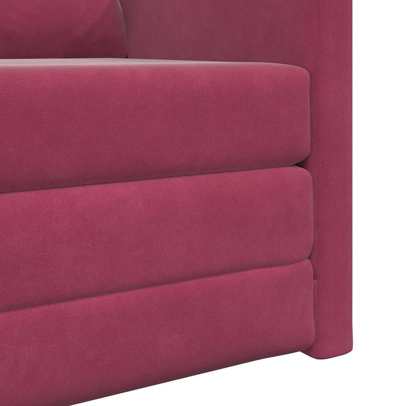 vidaXL Földi Kanapéágy párnával bordó 74 x 77 x 81 cm Bársony