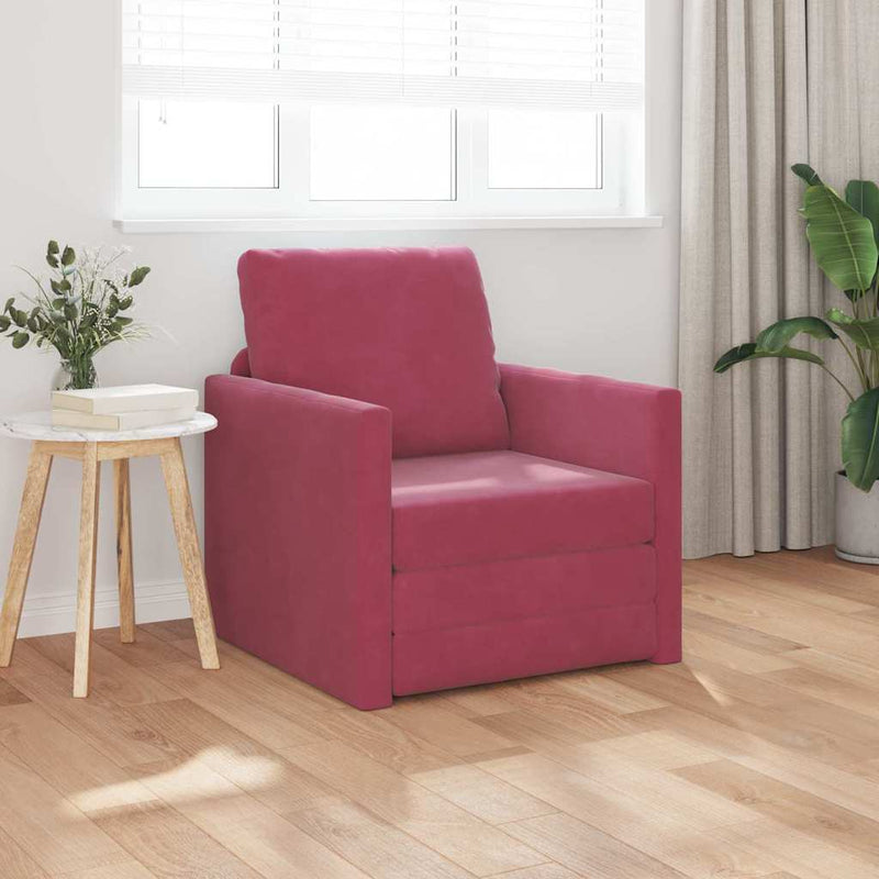 vidaXL Földi Kanapéágy párnával bordó 74 x 77 x 81 cm Bársony