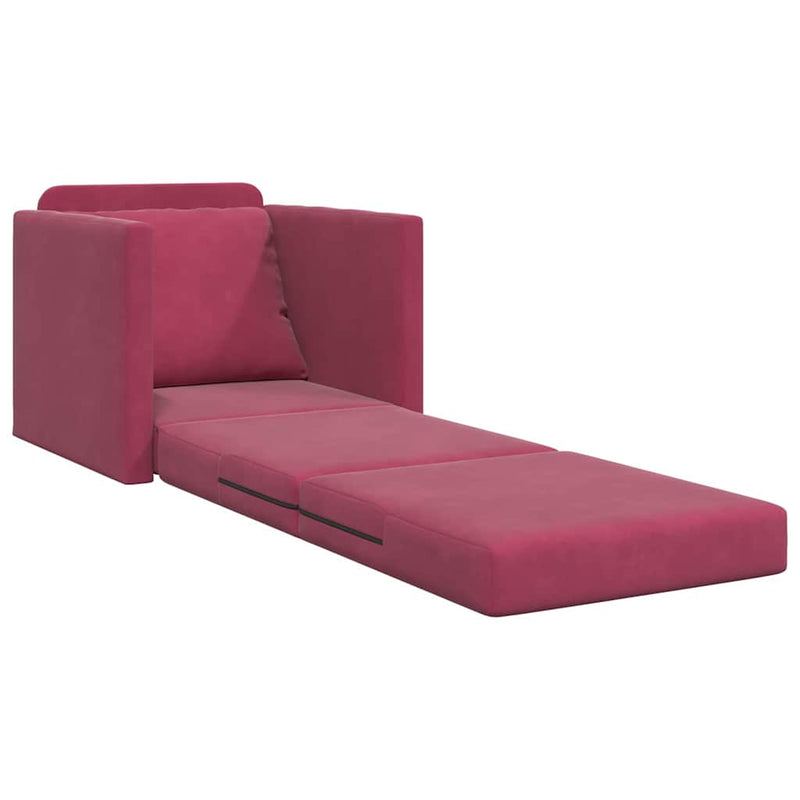 vidaXL Földi Kanapéágy párnával bordó 74 x 77 x 81 cm Bársony