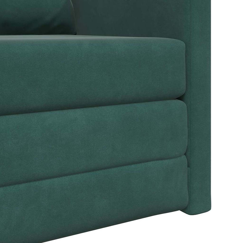 vidaXL Földi Kanapéágy párnával Sötétzöld 74 x 77 x 81 cm Bársony