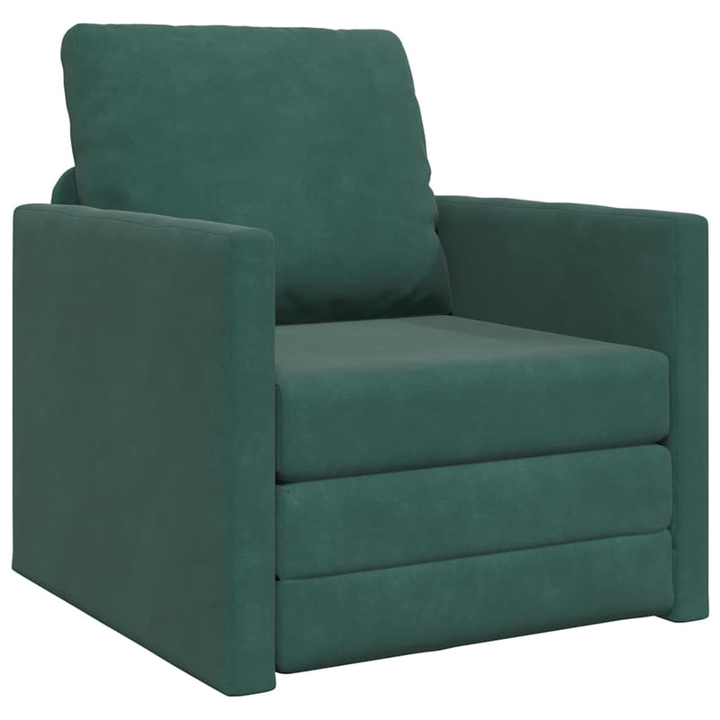 vidaXL Földi Kanapéágy párnával Sötétzöld 74 x 77 x 81 cm Bársony