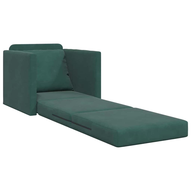 vidaXL Földi Kanapéágy párnával Sötétzöld 74 x 77 x 81 cm Bársony
