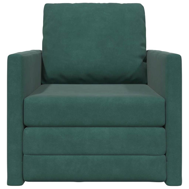 vidaXL Földi Kanapéágy párnával Sötétzöld 74 x 77 x 81 cm Bársony