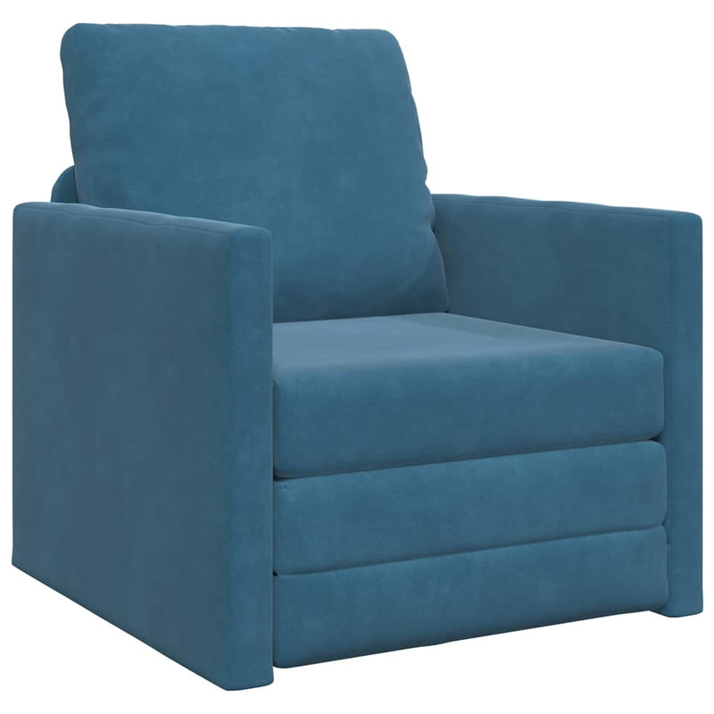 vidaXL Földi Kanapéágy párnával Kék 74 x 77 x 81 cm Bársony