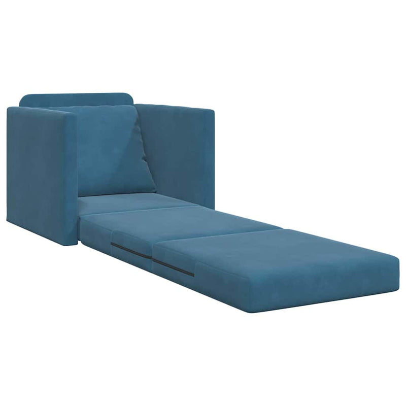 vidaXL Földi Kanapéágy párnával Kék 74 x 77 x 81 cm Bársony