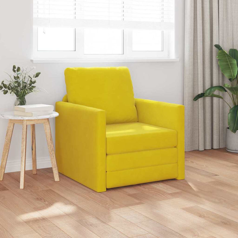 vidaXL Földi Kanapéágy párnával Sötétsárga 74 x 77 x 81 cm Bársony