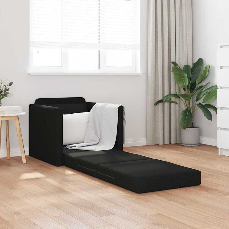 vidaXL Padlós Kanapé Ágy párnával Fekete 74 x 77 x 81 cm szövet