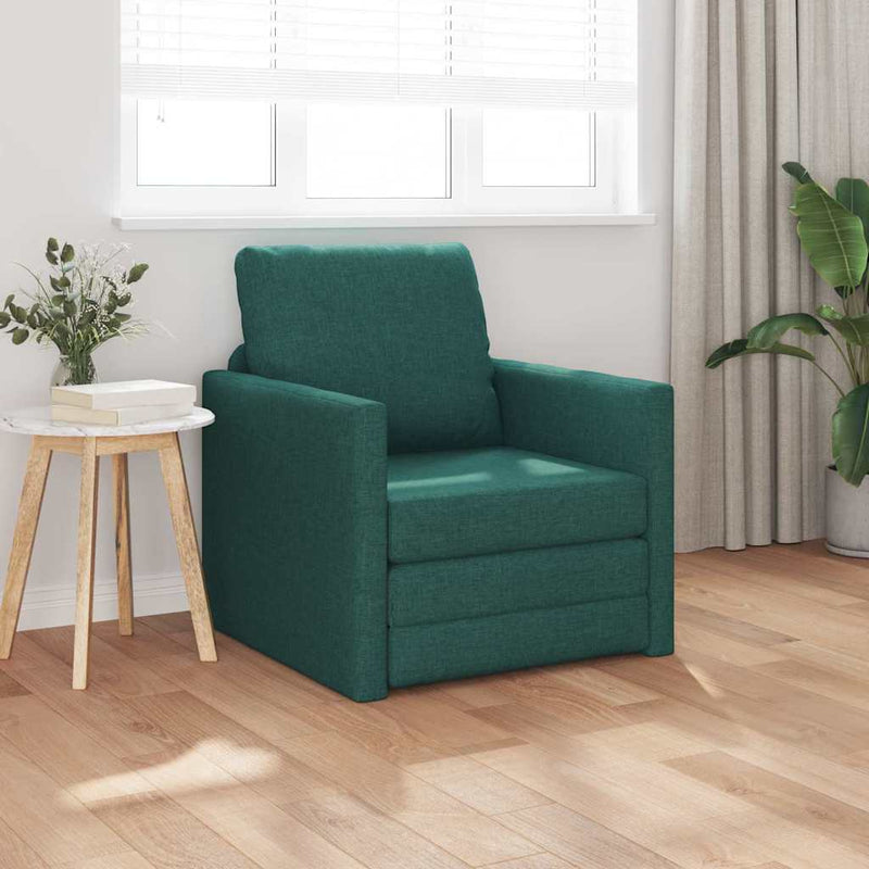 vidaXL Padlós Kanapé Ágy párnával Sötétzöld 74 x 77 x 81 cm szövet