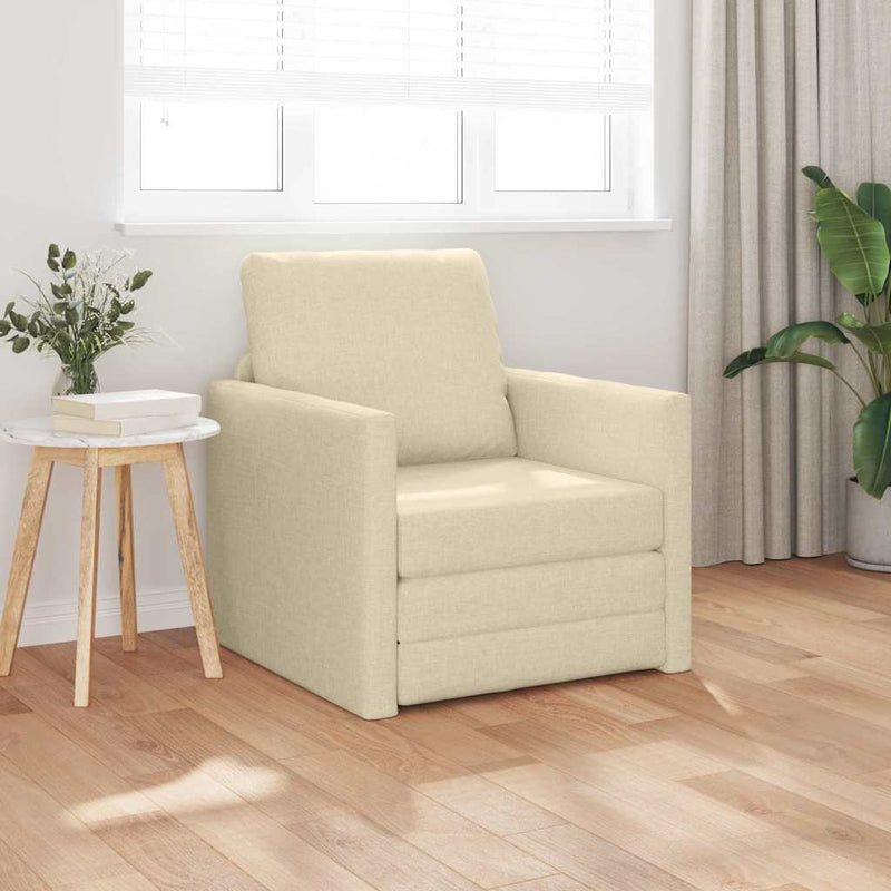 vidaXL Padlós Kanapé Ágy párnával Krém 74 x 77 x 81 cm szövet