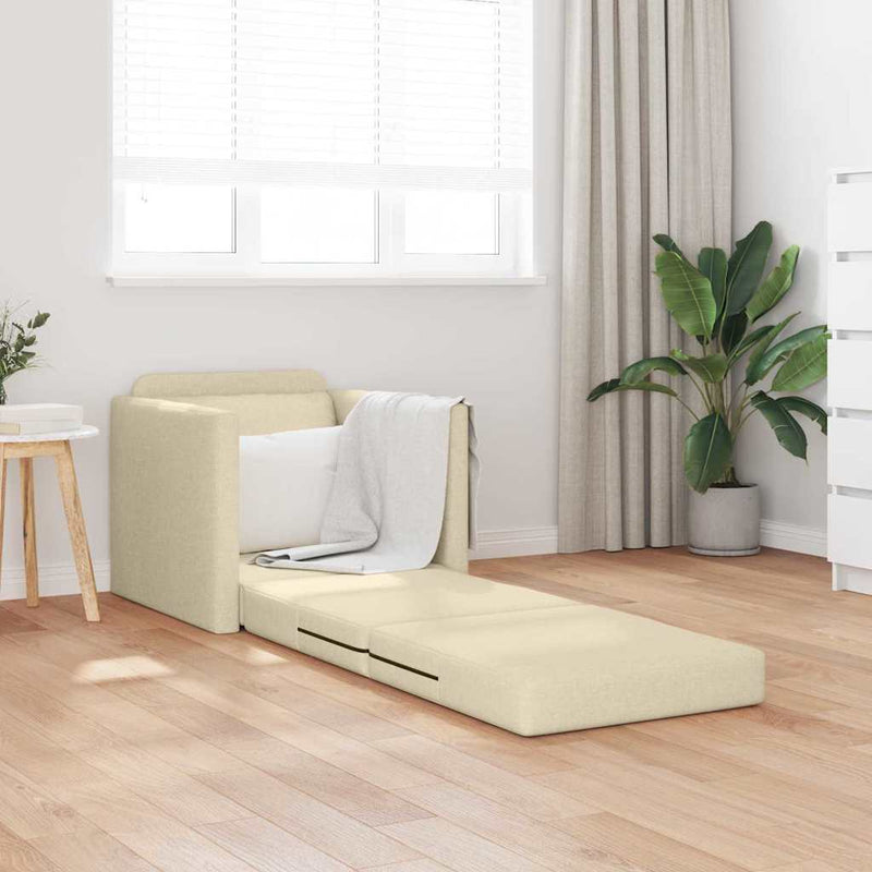 vidaXL Padlós Kanapé Ágy párnával Krém 74 x 77 x 81 cm szövet